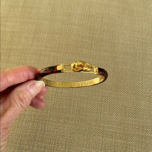 24K plated Gold and Brown faux aligator Bangle Bracelet made in Italy